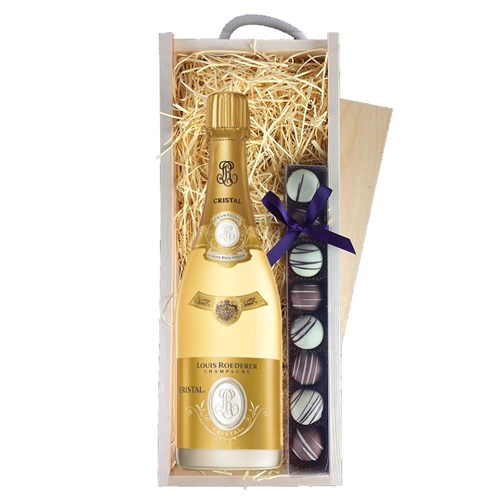 Louis Roederer Cristal Cuvee Prestige 2015 Brut 75cl & Truffles, Wooden Box